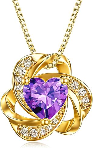 Midari 18K Gold Love Knot Necklace Love Knot Pendant Necklace with 12 Months Birthstones I Love You Forever Jewelry Gifts for Women Mom Her in Saudi Arabia