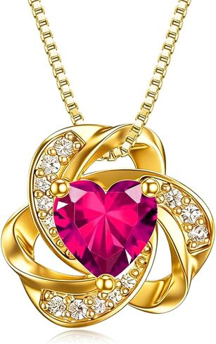 Midari 18K Gold Love Knot Necklace Love Knot Pendant Necklace with 12 Months Birthstones I Love You Forever Jewelry Gifts for Women Mom Her in Saudi Arabia