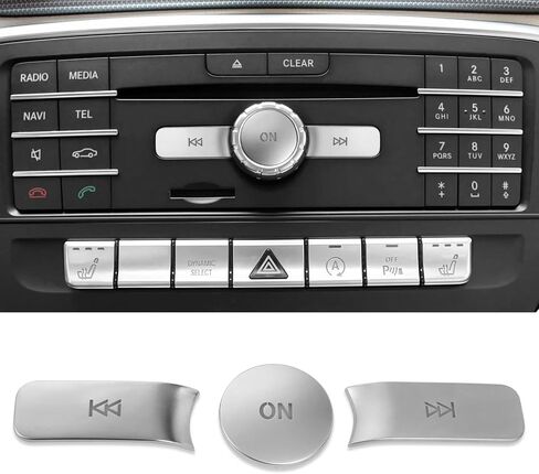 Jaronx متوافق مع أزرار راديو مرسيدس بنز A-Class W176 /B-Class W246 /SL R231 /CLA W117 /CLS W218 /GLA X156، راديو على ملصقات غطاء الزر الخلفي الأمامي لمرسيدس بنز (أسود مطفي) in Saudi Arabia