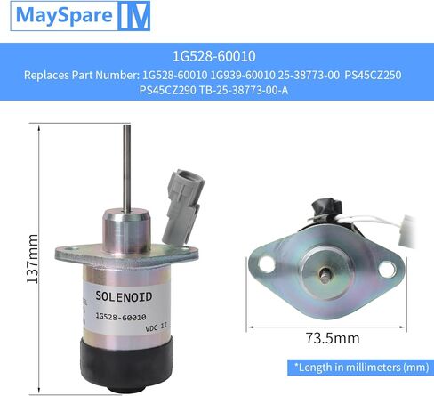 Fuel Shut off Solenoid 1G528-60010 1G939-60010 PS45CZ290 PS45CZ250 25-38773-00 Compatible with Kubota Engine V2203 V2607 V3300 V3307 V3800 V3800DI D1503 in Saudi Arabia