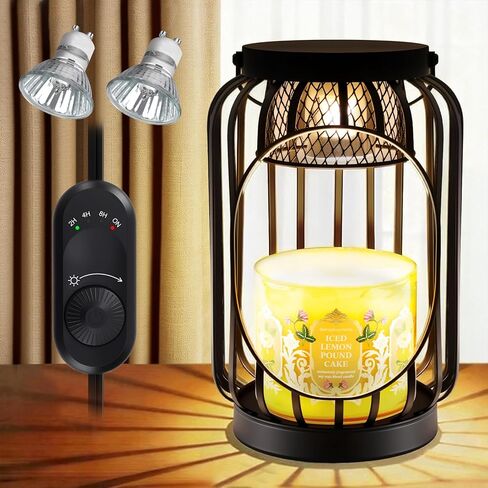 مصباح تدفئة الشمع مع مؤقت ووظيفة عكس الضوء - فانوس شمع معلق عتيق لتدفئة الشمع لمصباح شموع برطمان 3 فتيل/كبير لديكور المنزل المزرعة، هدية للنساء والأم in Kuwait