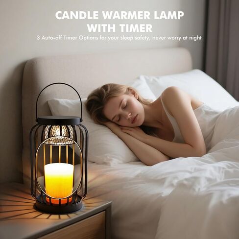 مصباح تدفئة الشمع مع مؤقت ووظيفة عكس الضوء - فانوس شمع معلق عتيق لتدفئة الشمع لمصباح شموع برطمان 3 فتيل/كبير لديكور المنزل المزرعة، هدية للنساء والأم in Kuwait