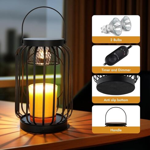 مصباح تدفئة الشمع مع مؤقت ووظيفة عكس الضوء - فانوس شمع معلق عتيق لتدفئة الشمع لمصباح شموع برطمان 3 فتيل/كبير لديكور المنزل المزرعة، هدية للنساء والأم in Kuwait