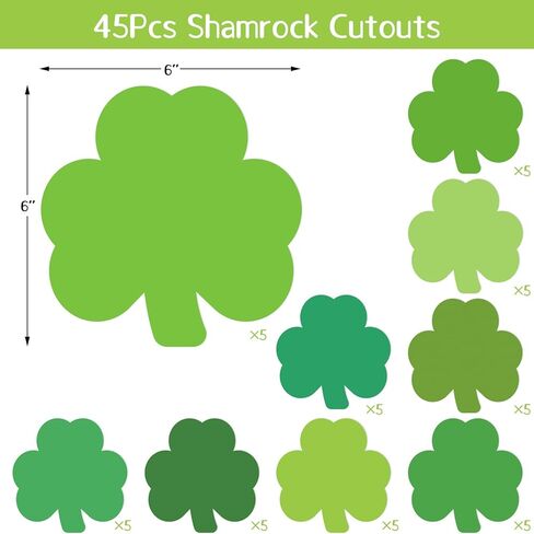 Treasure Cove Shamrock Cutouts St. Patrick's Day Cutout Paper Clover Cut Outs Green Shamrock Bulletin Board Cardstock St. Patrick's Day Decor for Office Home School Party Supplies 45 Pcs in Saudi Arabia