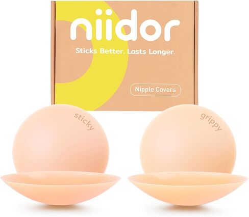 زوجان من أغطية الحلمات للنساء من نيدور - فطائر حلمات لاصقة وغير لاصقة - بتلات صدر من السيليكون قابلة لإعادة الاستخدام in Kuwait