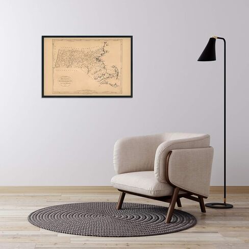 خريطة HISTORIX Vintage 1796 لولاية ماساتشوستس - لوحة فنية جدارية مقاس 24 × 36 بوصة - طباعة ملصق على مستوى الدولة (مقاسان) in Kuwait