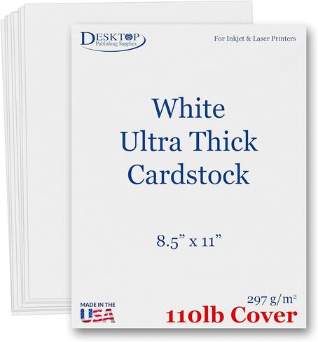 110lb Cover Ultra Heavyweight Double Thick Cardstock - Bright White - 8.5" x 11" - For Inkjet/Laser Printers (200 Sheets) in Kuwait