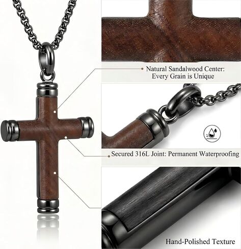 Easter Basket Stuffers Wooden Cross Necklace for Men Women, Natural Wood Christian Cross Pendant with Stainless Steel Chain, Faith Religious Necklace Gift for Him Her in Saudi Arabia