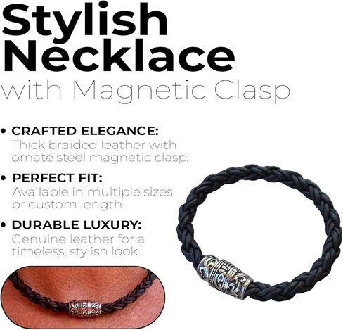 Thick Braided Leather Bracelet & Necklace Set - Bracelets for Men with Added Comfort - Leather Accessories for Men with Extended Durability in Saudi Arabia