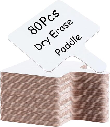 12 PCS 8 x 10 Inch Dry Erase Paddle, Handheld Wooden White Board Double Sided Dry Erase Signs Auction Paddles for Students Classroom Office Meeting Voting Answers Shower Games Party (12) in Kuwait