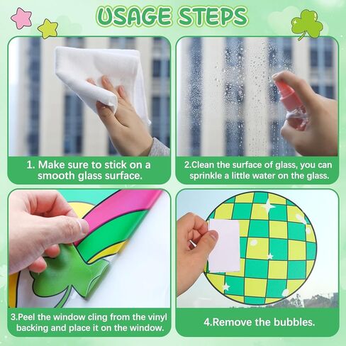 9 Sheets St. Patrick's Day Decorations St. Patrick's Charms Window Clings Stickers Irish Shamrock Clover Double-Sided Reusable Window Decals for Spring Holiday Party Home Office School Classroom Decor in Saudi Arabia
