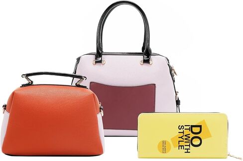 Nicole Lee 3 Piece Handbag Set (Handbag, Crossbody, Wallet), Vegan Leather (NAIL POLISH) in Saudi Arabia