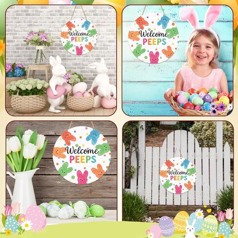 علامات باب خشبية للترحيب بباب عيد الفصح، زينة باب عيد الفصح، علامات ديكور أرنب الترحيب، شماعات باب عيد الفصح الربيعي، لوحة للجدار المنزلي، إكليل المزرعة، ديكورات الربيع الداخلية والخارجية in Kuwait