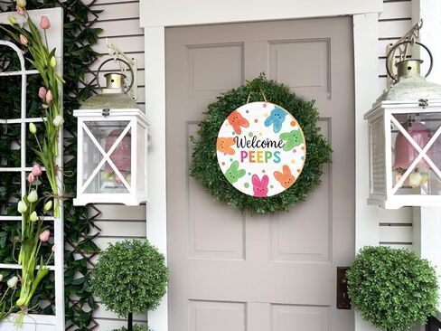 علامات باب خشبية للترحيب بباب عيد الفصح، زينة باب عيد الفصح، علامات ديكور أرنب الترحيب، شماعات باب عيد الفصح الربيعي، لوحة للجدار المنزلي، إكليل المزرعة، ديكورات الربيع الداخلية والخارجية in Kuwait