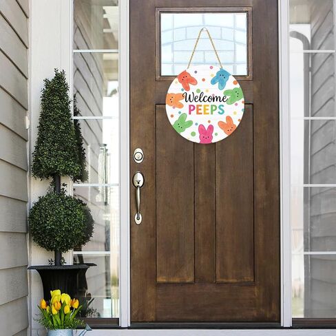 علامات باب خشبية للترحيب بباب عيد الفصح، زينة باب عيد الفصح، علامات ديكور أرنب الترحيب، شماعات باب عيد الفصح الربيعي، لوحة للجدار المنزلي، إكليل المزرعة، ديكورات الربيع الداخلية والخارجية in Kuwait