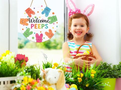 علامات باب خشبية للترحيب بباب عيد الفصح، زينة باب عيد الفصح، علامات ديكور أرنب الترحيب، شماعات باب عيد الفصح الربيعي، لوحة للجدار المنزلي، إكليل المزرعة، ديكورات الربيع الداخلية والخارجية in Kuwait
