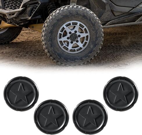 Wheel Center Caps for Can-Am Maverick R/R MAX 2024-2025 Accessories, 4 Piece Black ABS Plastic Dust Tire Wheel Hub Caps, Center Hub Rim Cap Covers with Star Pattern Design in Saudi Arabia