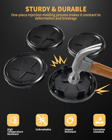 Wheel Center Caps for Can-Am Maverick R/R MAX 2024-2025 Accessories, 4 Piece Black ABS Plastic Dust Tire Wheel Hub Caps, Center Hub Rim Cap Covers with Star Pattern Design in Saudi Arabia