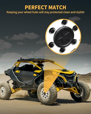Wheel Center Caps for Can-Am Maverick R/R MAX 2024-2025 Accessories, 4 Piece Black ABS Plastic Dust Tire Wheel Hub Caps, Center Hub Rim Cap Covers with Star Pattern Design in Saudi Arabia