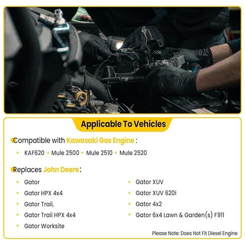 بداية متوافقة مع John Deere UTV Gator HPX XUV 4X4 620i 625i؛ كاواساكي KAF620 بغل 2510 2500 2520 استبدال محرك الغاز # MIA10971 21163-2118 21163-2133 228000-2210 410-52079 in Saudi Arabia