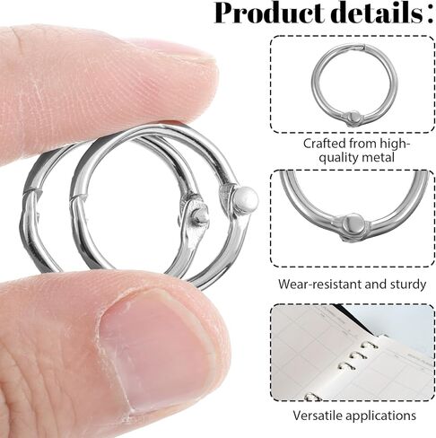 100PCS Binder Rings 1/2 Inch, Small Loose Leaf Book Rings, Metal Keyring Ring for Index Cards, Book Binding Ring Clip for Office, School Classroom Materials - Sliver in Saudi Arabia