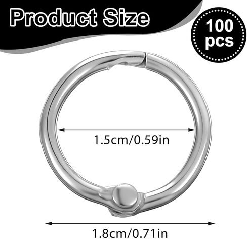 100PCS Binder Rings 1/2 Inch, Small Loose Leaf Book Rings, Metal Keyring Ring for Index Cards, Book Binding Ring Clip for Office, School Classroom Materials - Sliver in Saudi Arabia