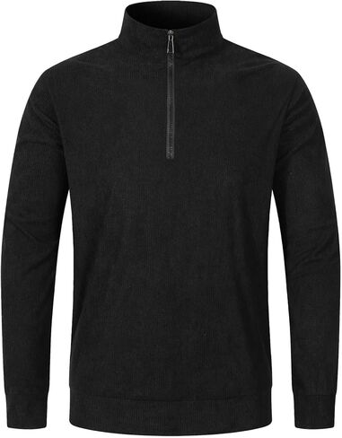Men's Lightweight French Rib Quarter-Zip Polo Sweater - Solid Color Casual Pullover for Daily Wear in Saudi Arabia