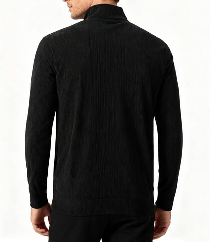 Men's Lightweight French Rib Quarter-Zip Polo Sweater - Solid Color Casual Pullover for Daily Wear in Saudi Arabia