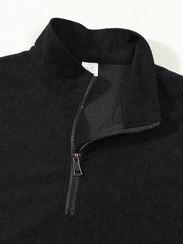Men's Lightweight French Rib Quarter-Zip Polo Sweater - Solid Color Casual Pullover for Daily Wear in Saudi Arabia