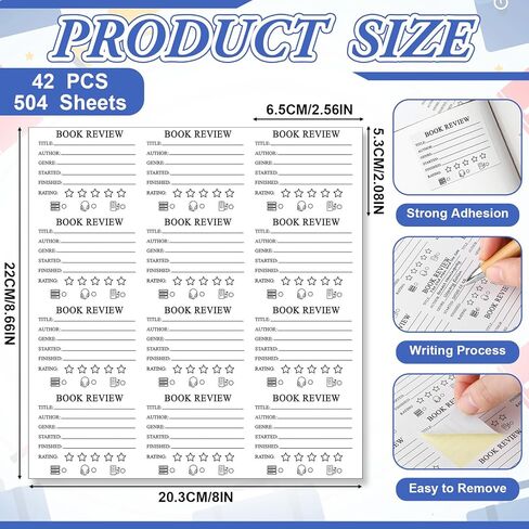 504 Sheets Book Review Stickers for Readers Book Lovers Gift Self-Stick Reading Journals Reading Bookmark Stickers Sticky Notes Bookish Labels Review Tracker Log Reader Gifts in Saudi Arabia