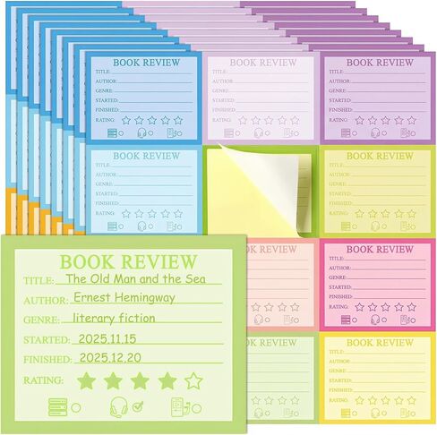 504 Sheets Book Review Stickers for Readers Book Lovers Gift Self-Stick Reading Journals Reading Bookmark Stickers Sticky Notes Bookish Labels Review Tracker Log Reader Gifts in Saudi Arabia