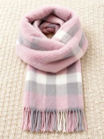 Oversized Plaid Blanket Scarf for Women, Soft Thick Warm Winter Wrap, Cozy Check Shawl Scarf for Dating Shopping in Saudi Arabia