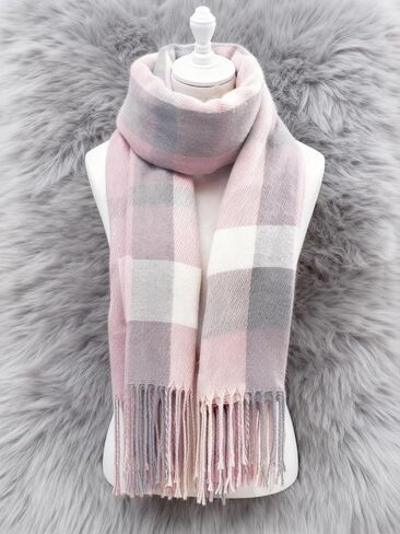Oversized Plaid Blanket Scarf for Women, Soft Thick Warm Winter Wrap, Cozy Check Shawl Scarf for Dating Shopping in Saudi Arabia