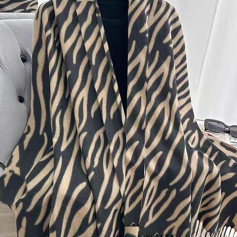 Women's Winter Shawl Scarves Leopard-Zebra Cashmere-Feel Warm Large Scarf w/Fringe Blanket Wraps Cold Weather in Kuwait