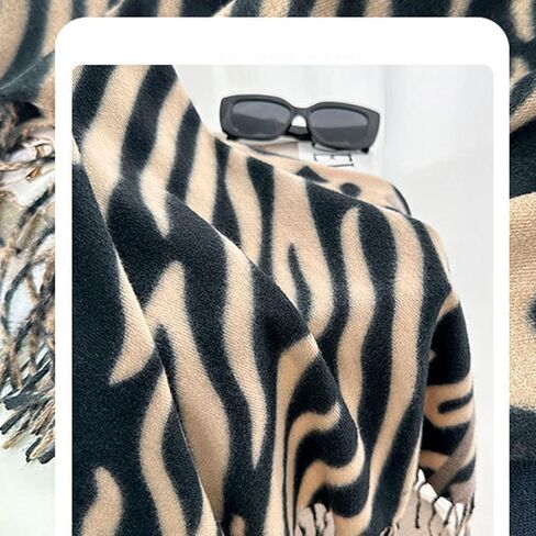 Women's Winter Shawl Scarves Leopard-Zebra Cashmere-Feel Warm Large Scarf w/Fringe Blanket Wraps Cold Weather in Kuwait