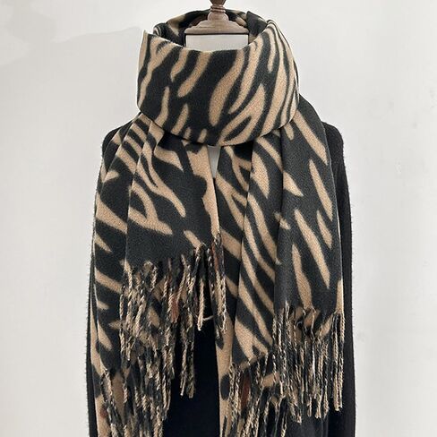 Women's Winter Shawl Scarves Leopard-Zebra Cashmere-Feel Warm Large Scarf w/Fringe Blanket Wraps Cold Weather in Kuwait