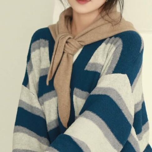 Knit Cashmere Triangle Scarf for Women Knitted Head Scarf Y2k Neckerchief Old Money Aesthetic Accessories (Khaki) in Saudi Arabia
