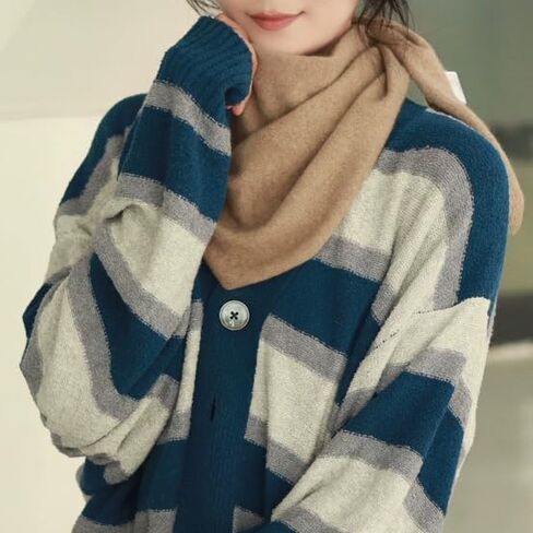 Knit Cashmere Triangle Scarf for Women Knitted Head Scarf Y2k Neckerchief Old Money Aesthetic Accessories (Khaki) in Saudi Arabia