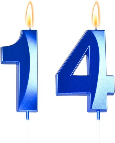 Big 2.76 inch Blue 14 Birthday Candle 14th Birthday Decorations for Boys, 14th Birthday Candles for Bruh Im 14 Birthday Decorations,Number 14 Candles in Kuwait