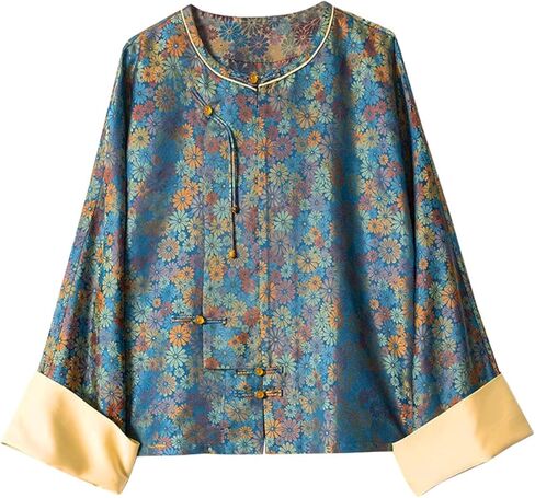 HangErFeng Women's Silk Song Brocade Loose Fit Round Neck Jacket 315 in Kuwait
