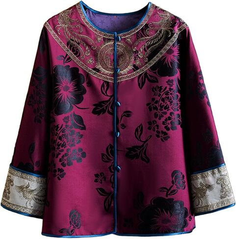 HangErFeng Women's Silk Jacquard Embroidered Chinese Jacket 343 in Kuwait