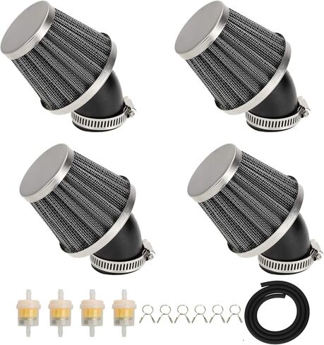 4 قطع طقم فلتر هواء 38 ملم مع 4 فلاتر وقود، فلتر مدخل هواء للمكربنات العالمية، يناسب محركات 50 سي سي إلى 150 سي سي in Kuwait