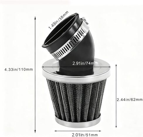 4 قطع طقم فلتر هواء 38 ملم مع 4 فلاتر وقود، فلتر مدخل هواء للمكربنات العالمية، يناسب محركات 50 سي سي إلى 150 سي سي in Kuwait