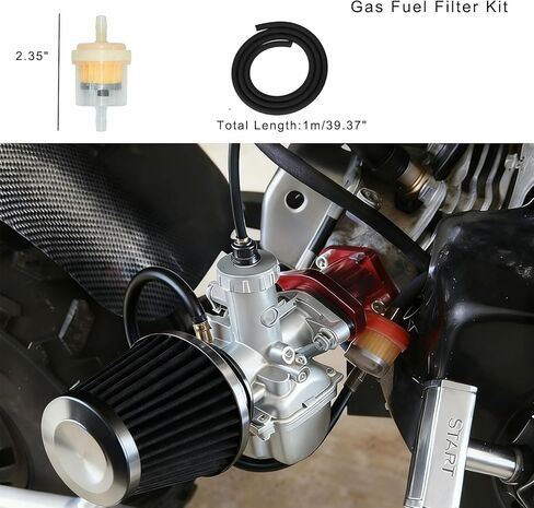 4 قطع طقم فلتر هواء 38 ملم مع 4 فلاتر وقود، فلتر مدخل هواء للمكربنات العالمية، يناسب محركات 50 سي سي إلى 150 سي سي in Kuwait