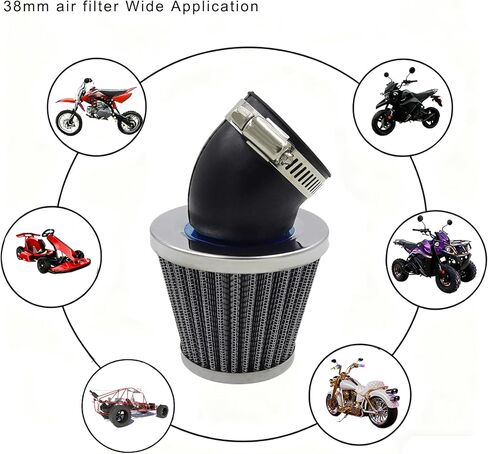 4 قطع طقم فلتر هواء 38 ملم مع 4 فلاتر وقود، فلتر مدخل هواء للمكربنات العالمية، يناسب محركات 50 سي سي إلى 150 سي سي in Kuwait