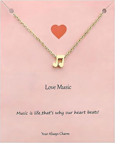Music Note Necklace for Women Music Festival Outfits Women Music Lovers Gifts for Women With Meaning Card in Kuwait