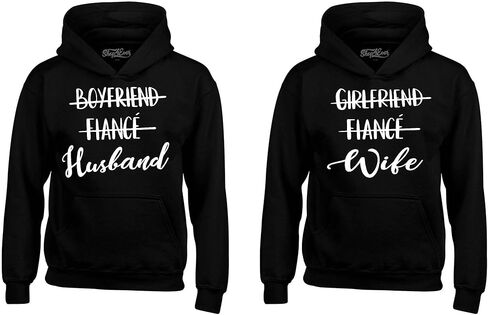 shop4ever Boyfriend Girlfriend Fiance Husband Wife Couples Matching Hoodie Sweatshirts in Saudi Arabia