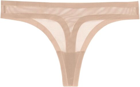 EBY سلس شبكة ثونغ | ملابس داخلية نسائية | لباس داخلي بدون خياطة للنساء، ملابس داخلية مريحة بدون عرض، لون شامبانيا صغير in Kuwait