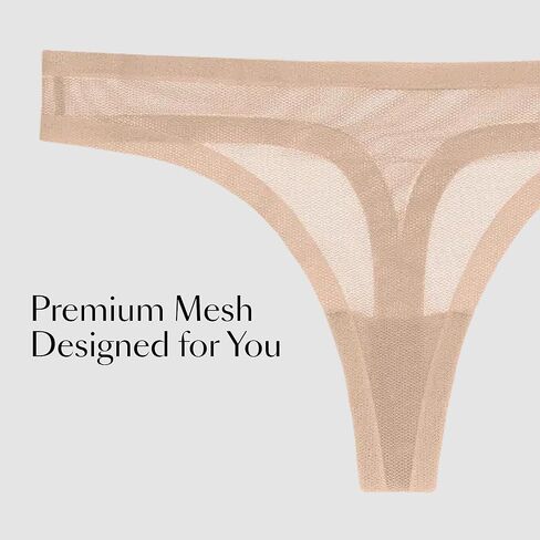 EBY سلس شبكة ثونغ | ملابس داخلية نسائية | لباس داخلي بدون خياطة للنساء، ملابس داخلية مريحة بدون عرض، لون شامبانيا صغير in Kuwait