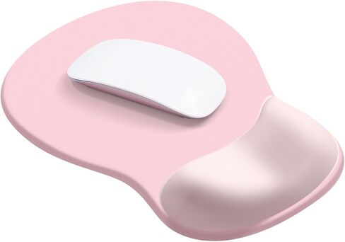 Office Mousepad with Gel Wrist Support Middle Concave Design,Computer Mousepad with Non-Slip Rubber Base,Ergonomic Gaming Desktop Mouse Pad Wrist Rest,for Laptop, Office & Home, Pink in Saudi Arabia